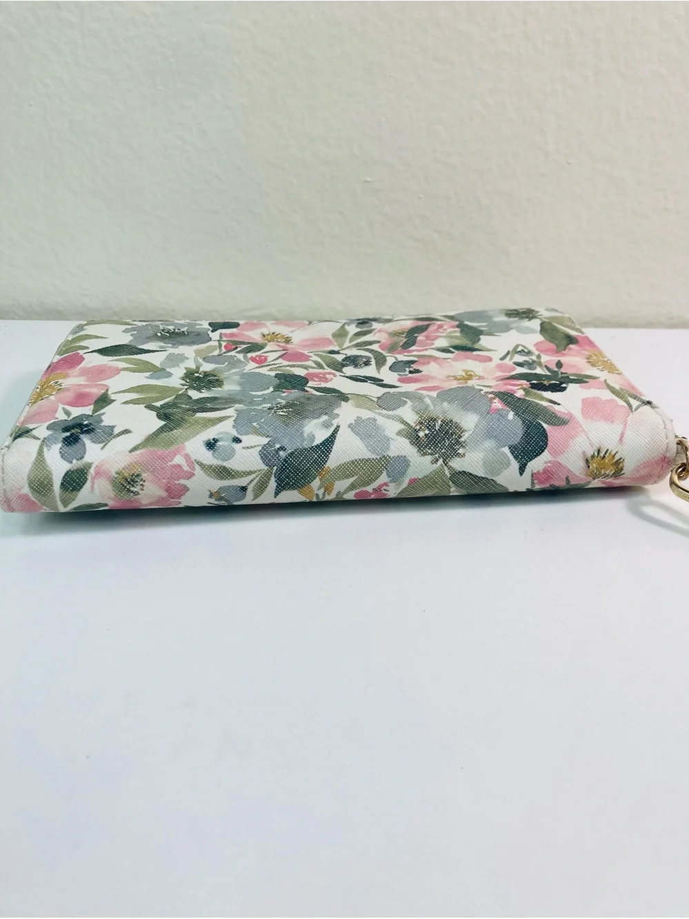 LIKE NEW Nanette Lepore Floral Zip-Around Wallet Wristlet - Pink & Green